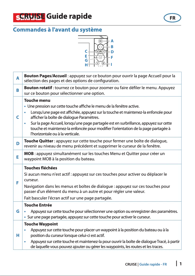 Page n°1 - Guide de démarrage rapide Simrad Cruise