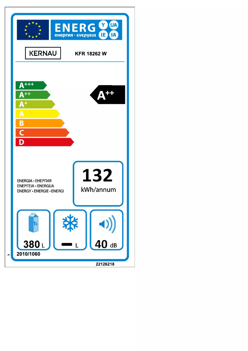Page n°1 - Label énergétique Kernau KFR 18262 W