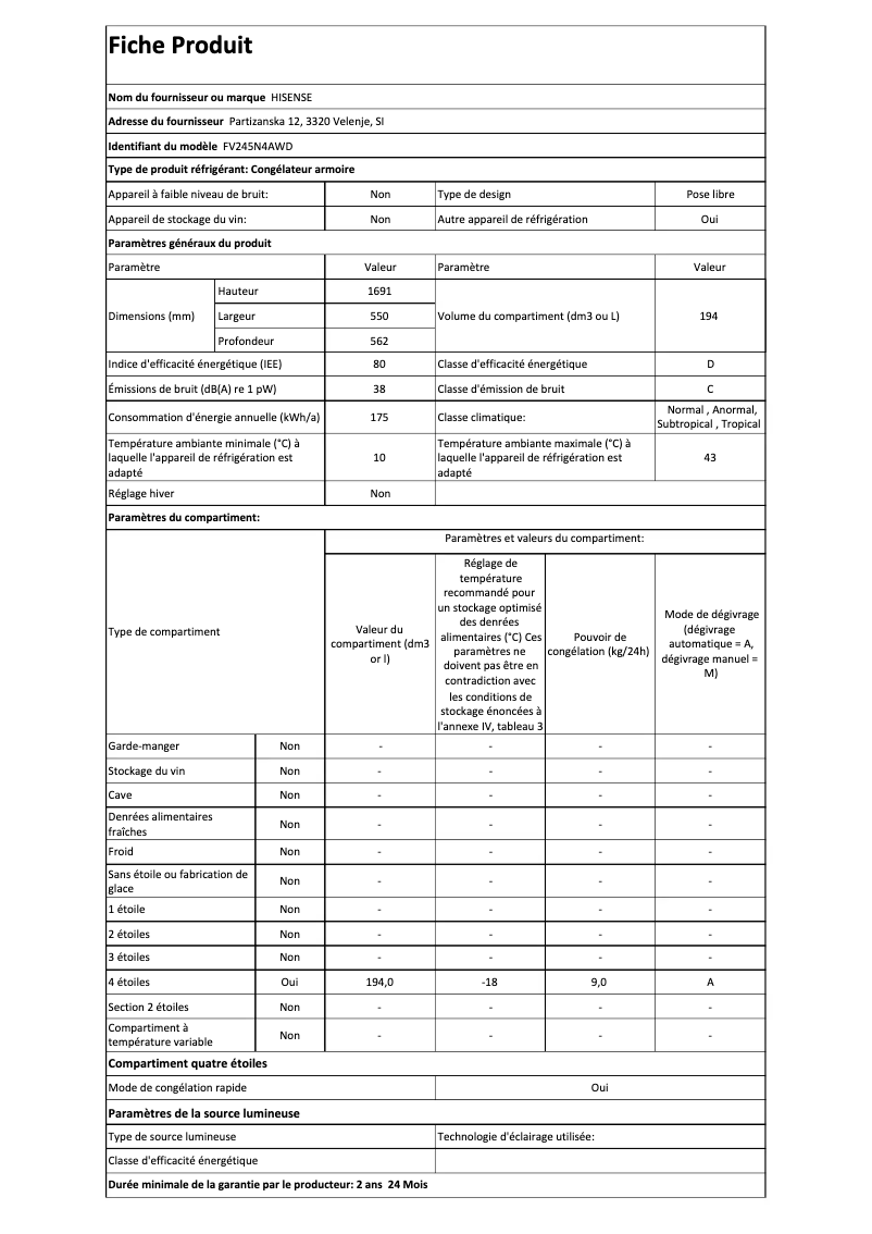 Image de la première page du manuel de l'appareil FV245N4AWD