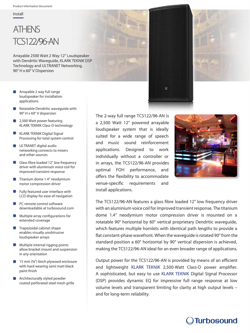 Page n°1 - Fiche technique Turbosound TCS122/96-AN