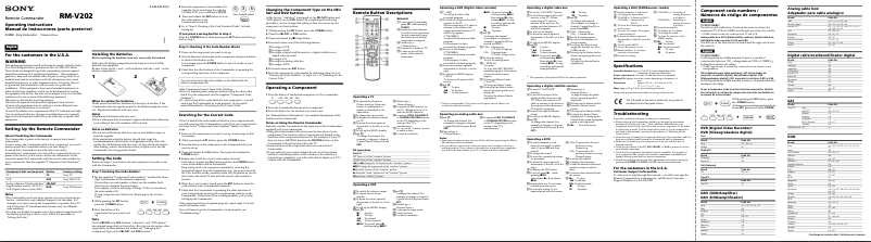 Image de la première page du manuel de l'appareil RM-V202