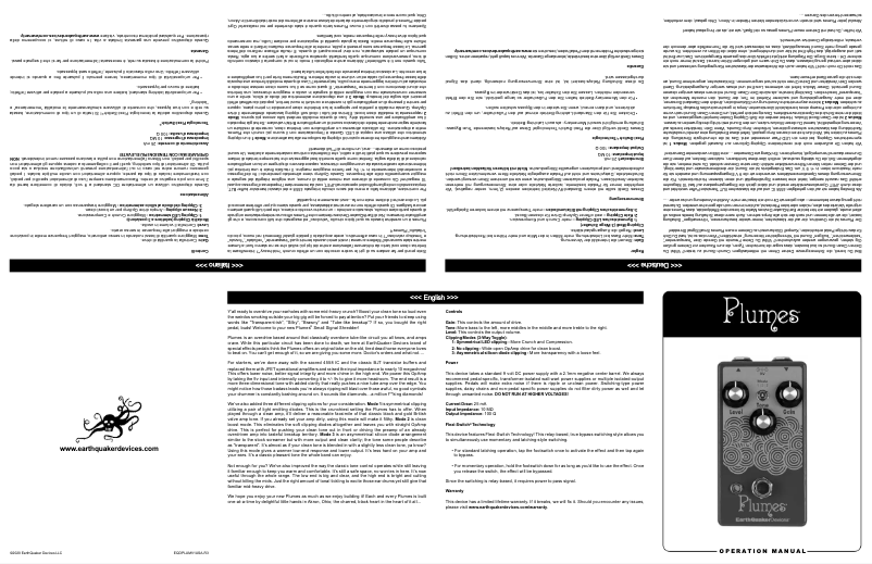 Page n°1 - Manuel utilisateur EarthQuaker Devices Plumes
