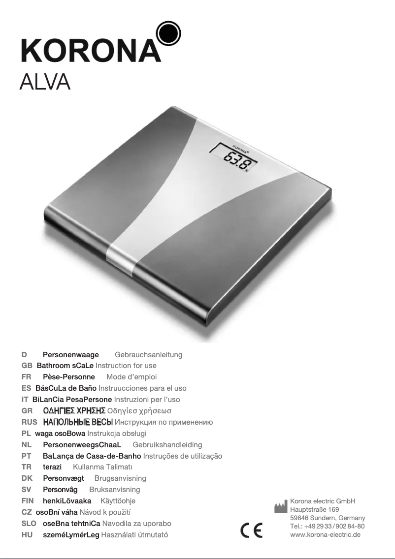 Page 1 de la notice Manuel utilisateur Korona Alva