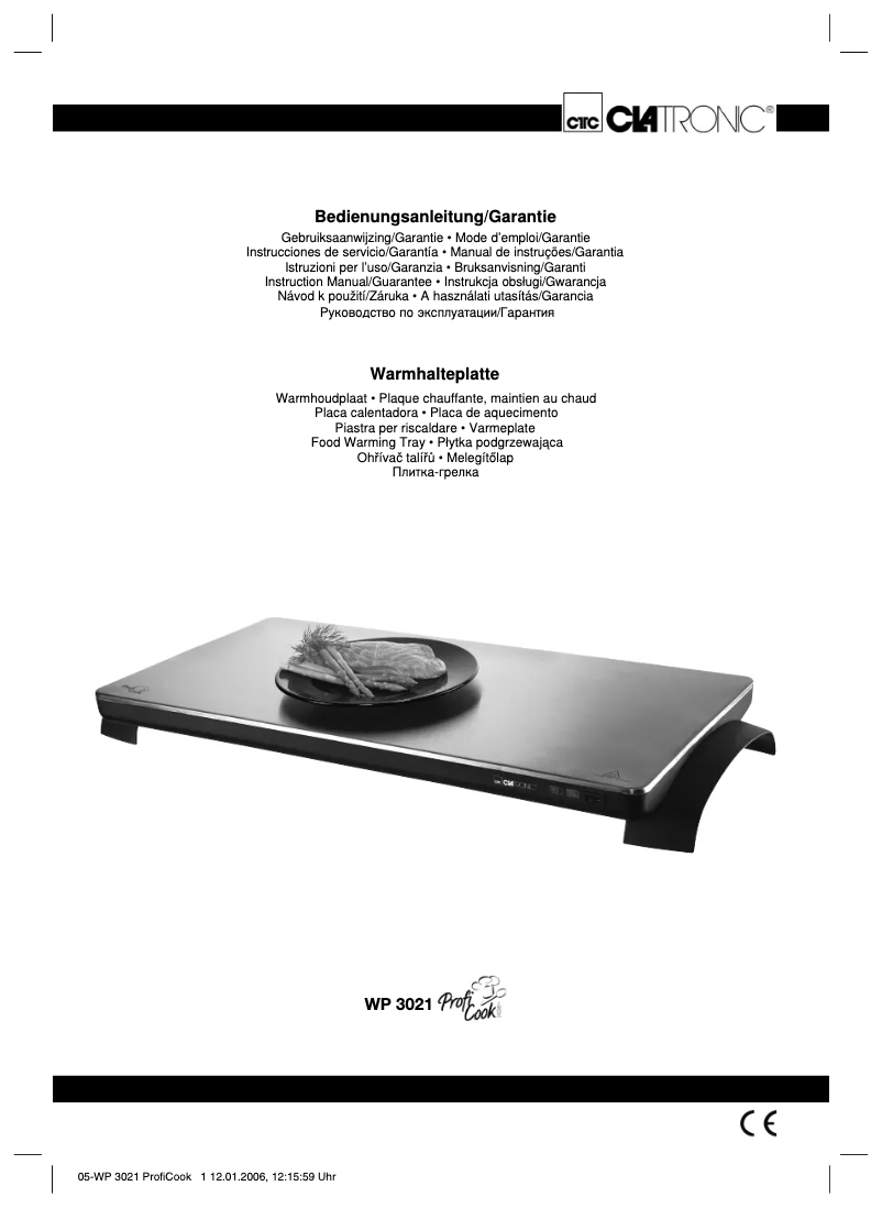 Page 1 de la notice Manuel utilisateur Clatronic WP 3021