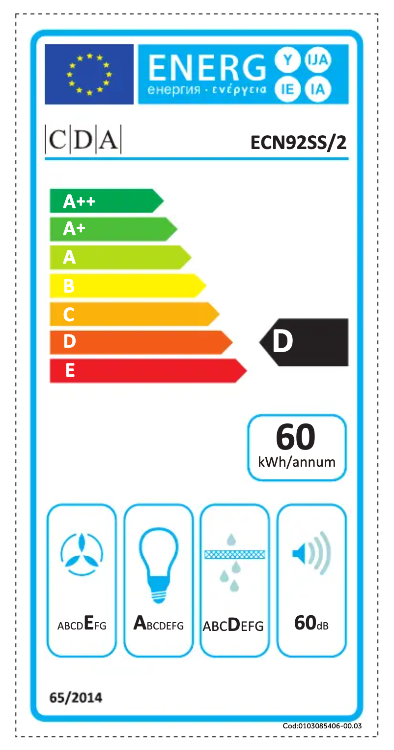 Page n°1 - Label énergétique CDA ECN92BL