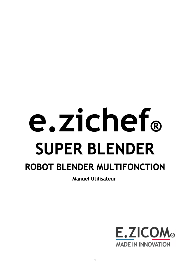 Page 1 de la notice Manuel utilisateur E.zicom e.zichef Superior