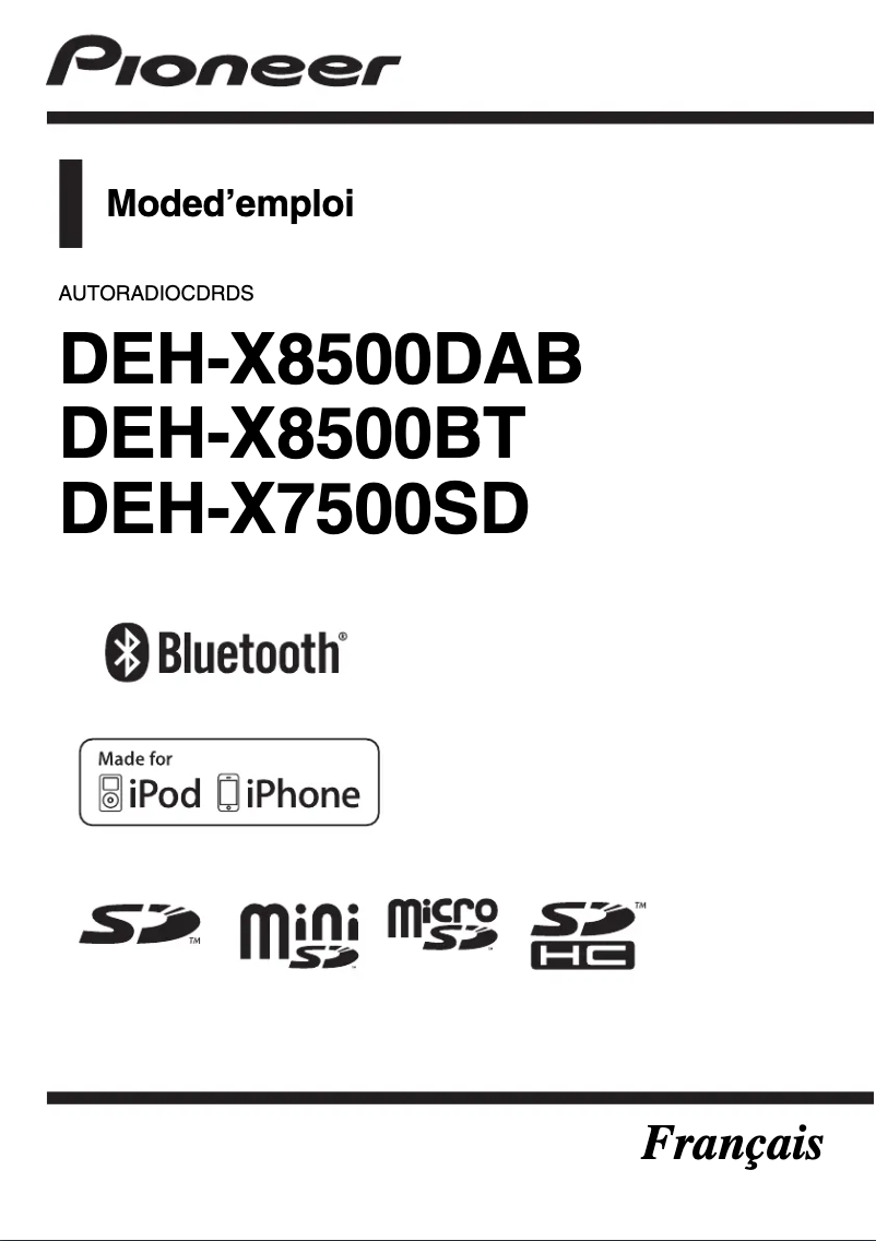 Page n°1 - Manuel utilisateur Pioneer DEH-X7500SD