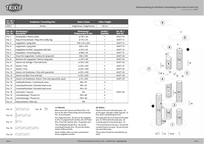 Page 1 of the manual User Manual Trixie Arietta
