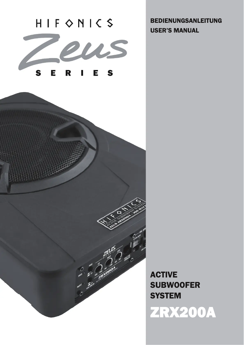 Page 1 de la notice Manuel utilisateur Hifonics Zeus ZRX200A