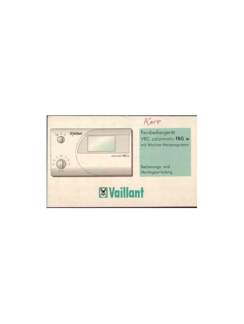 Page n°1 - Manuel utilisateur Vaillant calorMATIC FBG W