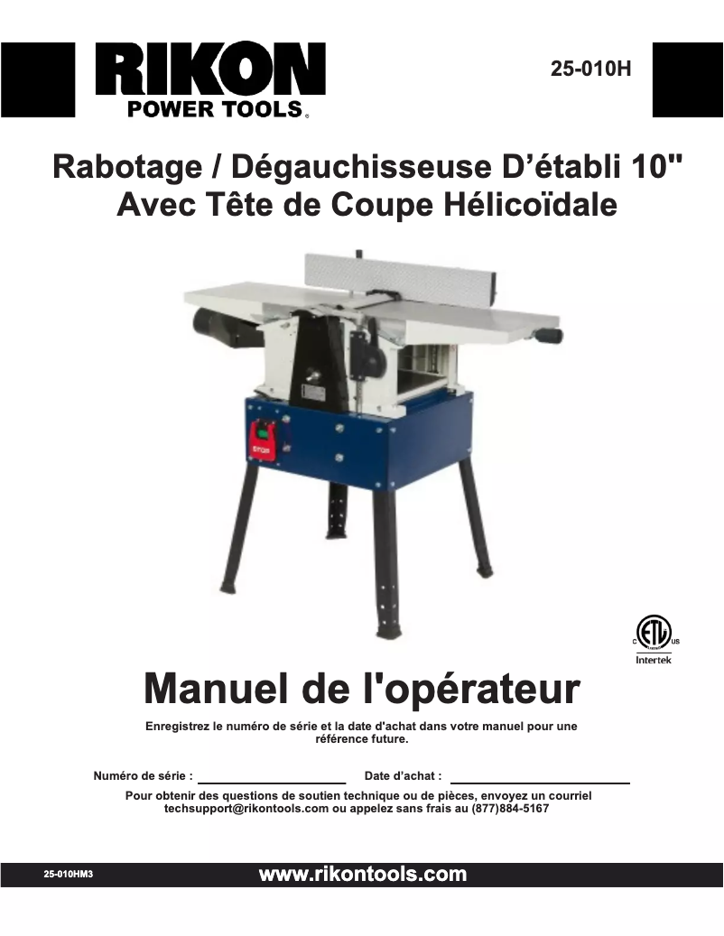 Image de la première page du manuel de l'appareil 25-010H