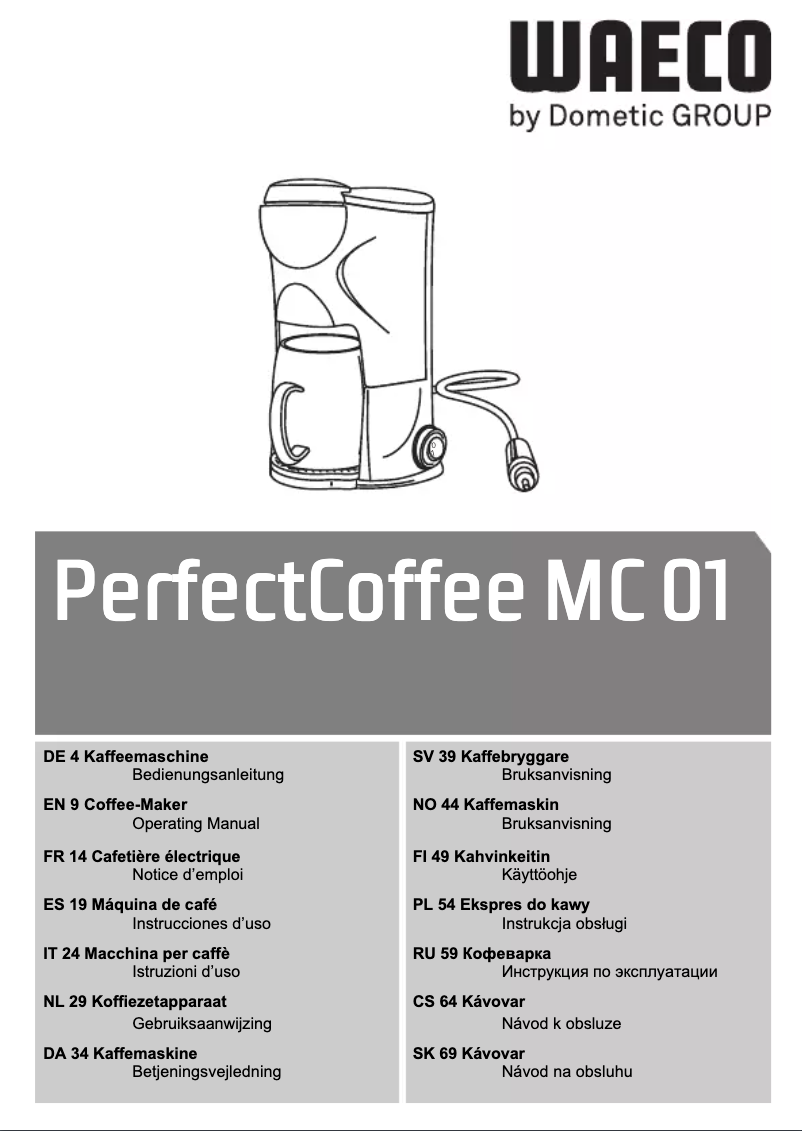Page n°1 - Manuel utilisateur Waeco PerfectCoffee MC01
