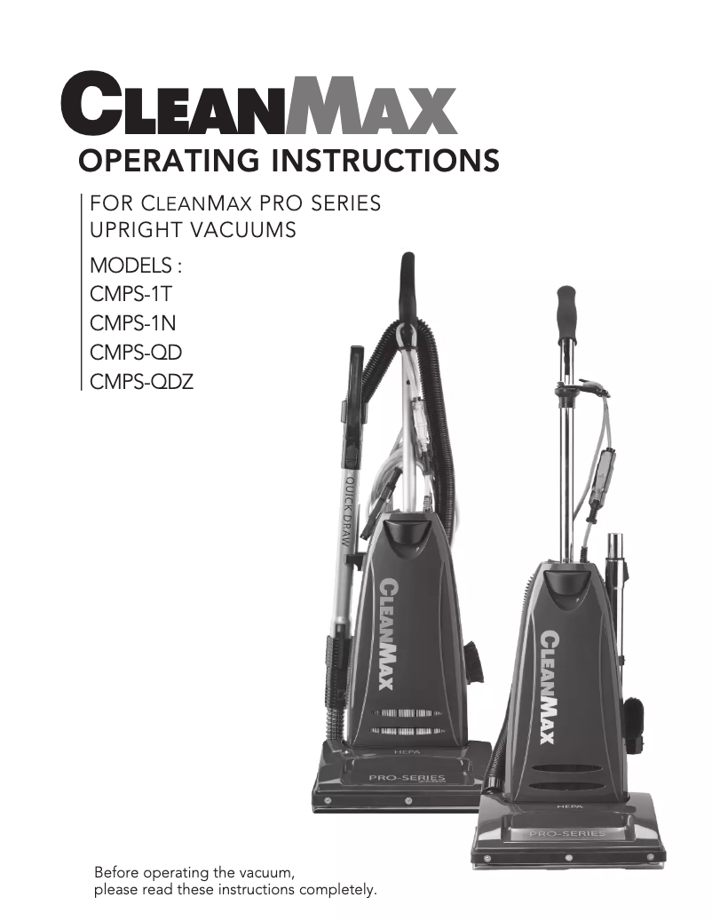 Page n°1 - Manuel utilisateur CleanMax Pro CMPS-QDZ