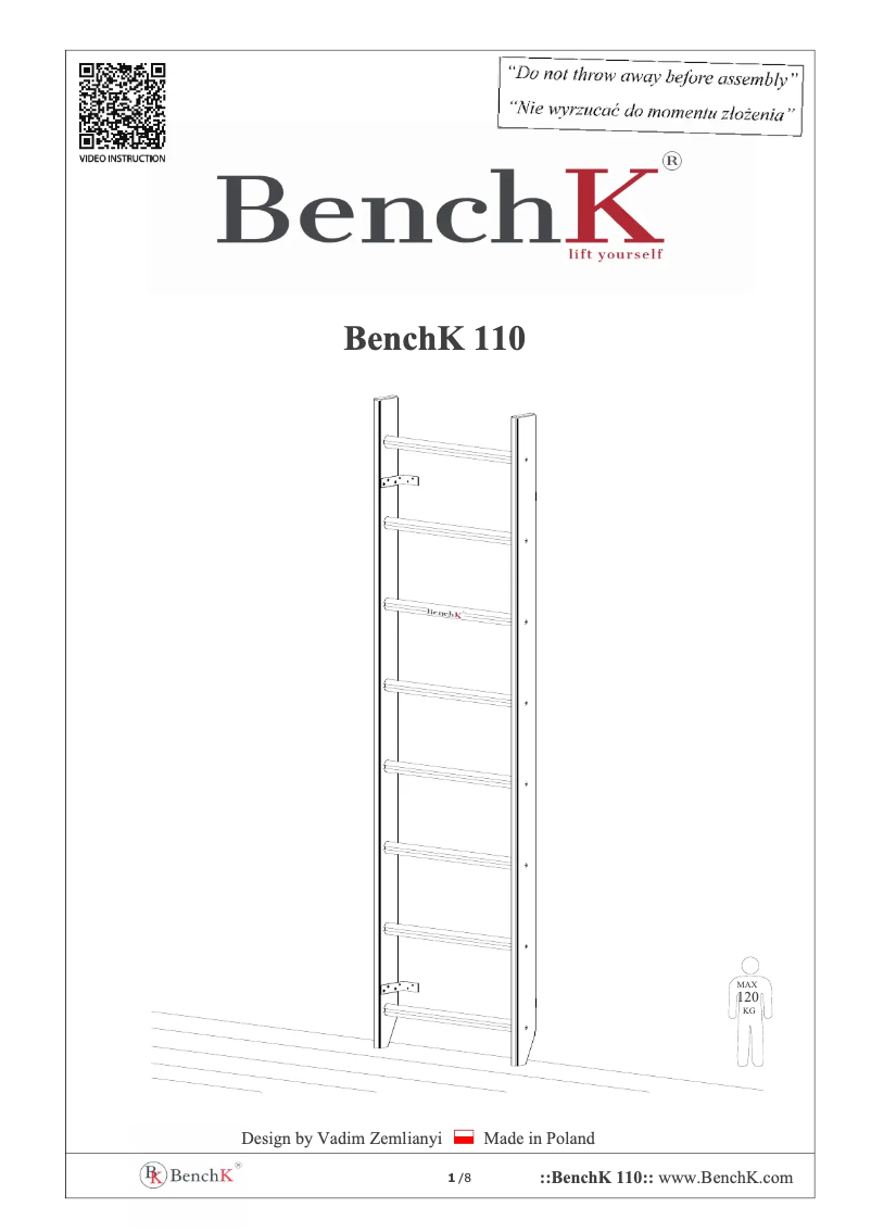 Page n°1 - Manuel utilisateur BenchK 110