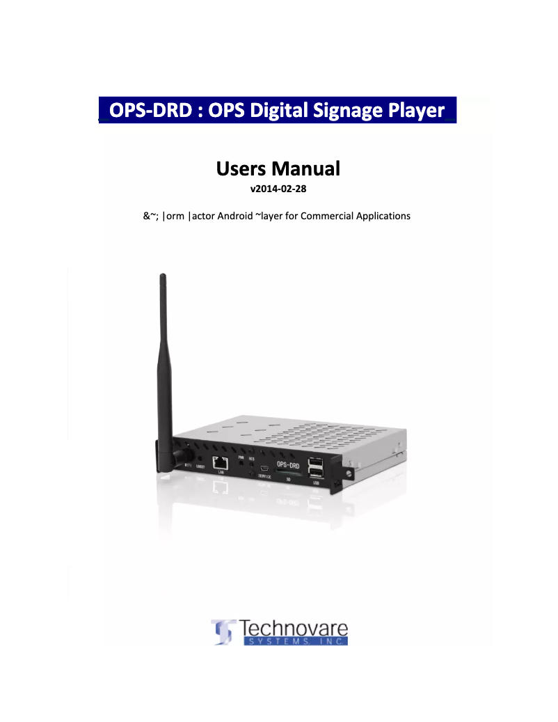 Page 1 de la notice Manuel utilisateur NEC OPS-DRD