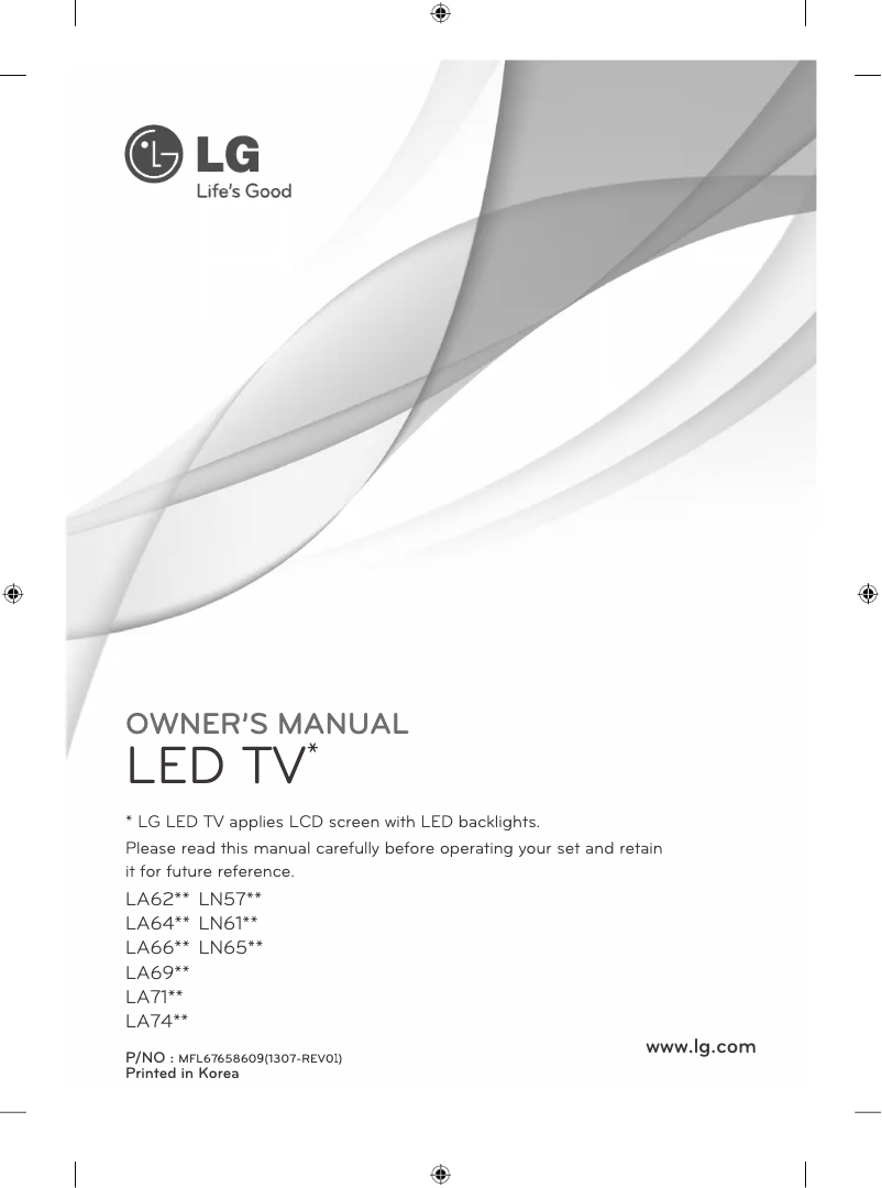Page n°1 - Manuel utilisateur LG 42LA662V