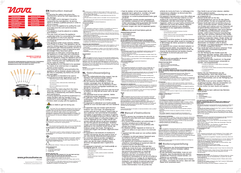 Página 1 del manual Manual de usuario Princess Bamboo Fondue 173020