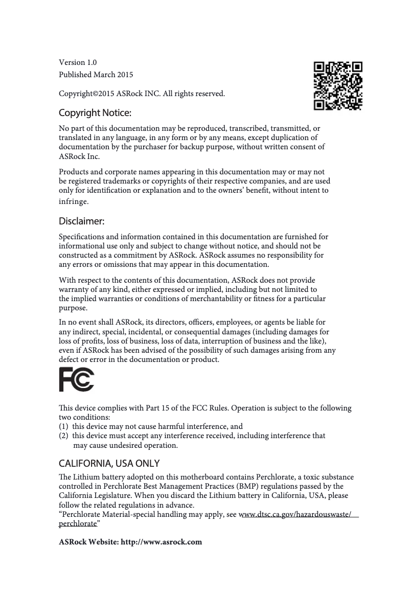 Page 1 de la notice Manuel utilisateur Asrock X99E-ITX/ac