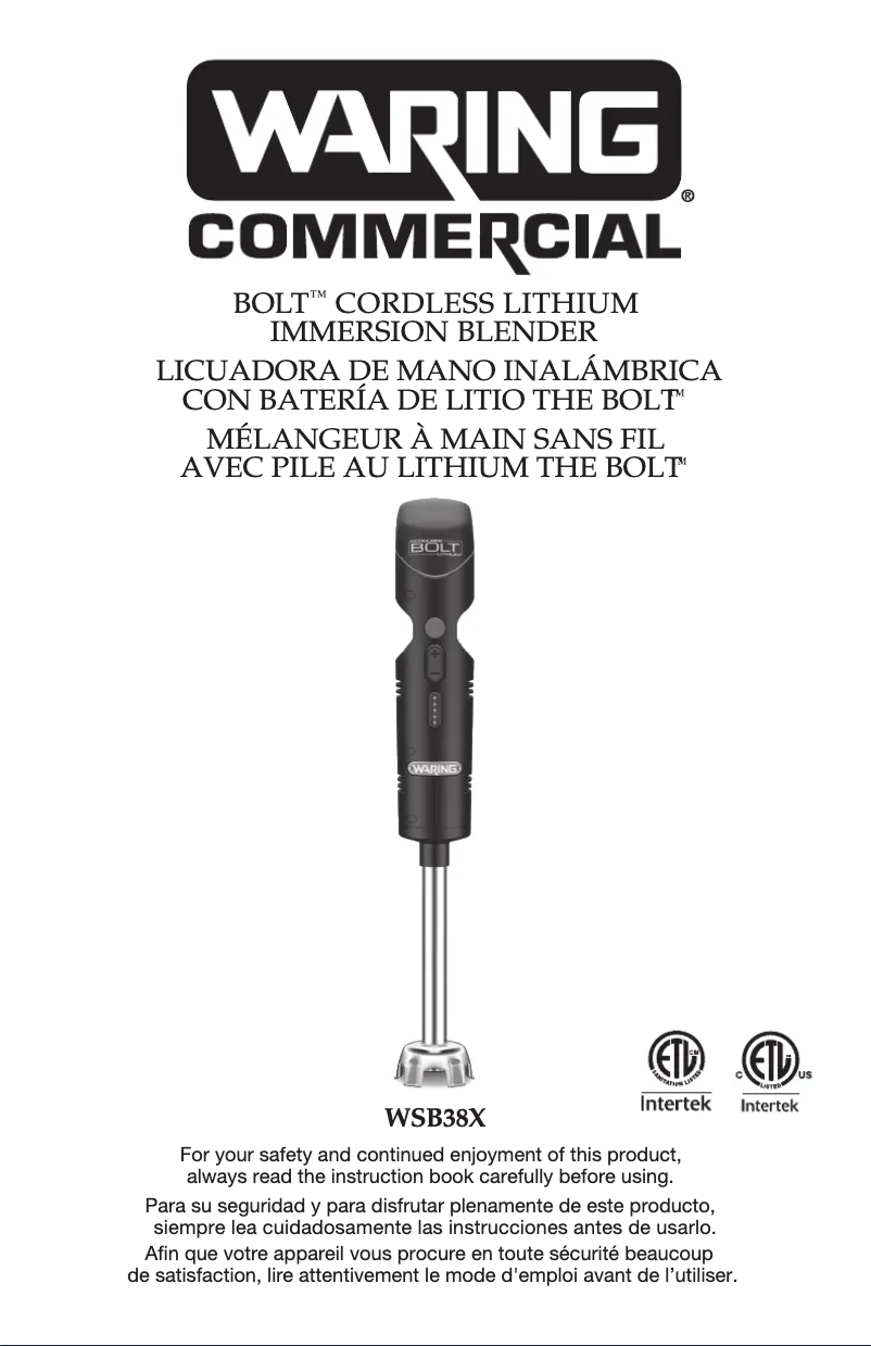 Página 1 del manual Instrucciones / montaje Waring Commercial WSB38X