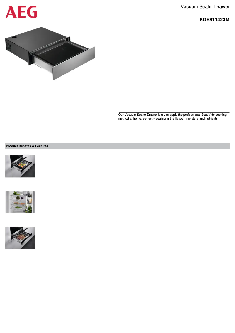Page 1 de la notice Fiche technique AEG KDE911423M