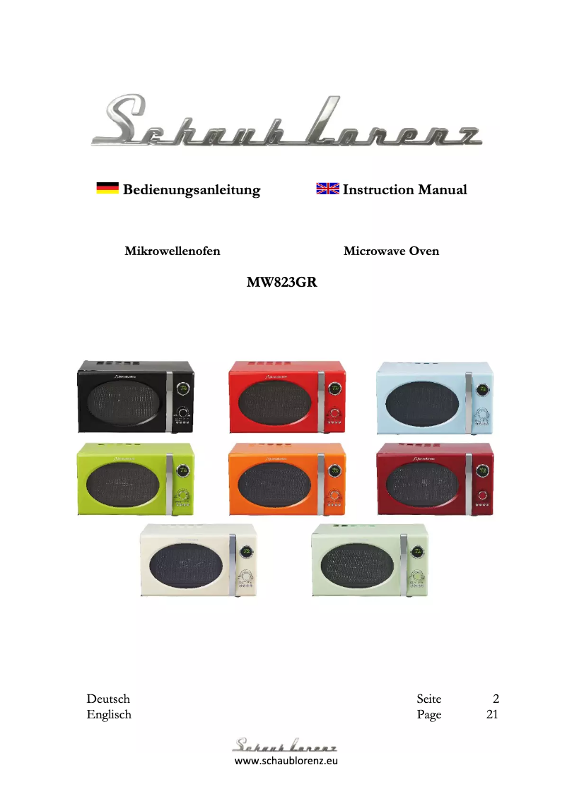 Image de la première page du manuel de l'appareil MW823G SG