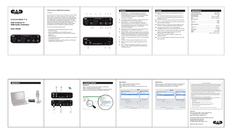 Image de la première page du manuel de l'appareil CX2 Connect II