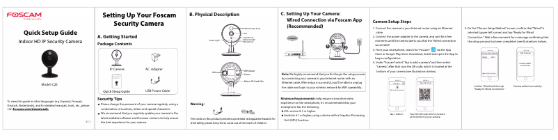 Page 1 de la notice Manuel utilisateur Foscam C2E