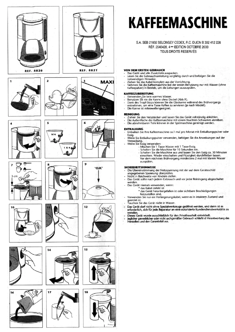 Image de la première page du manuel de l'appareil Primavera 8826