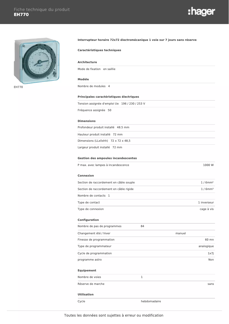 Image de la première page du manuel de l'appareil EH770