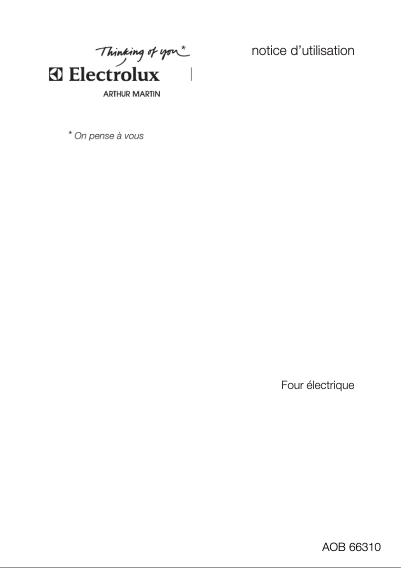 Page n°1 - Manuel utilisateur Arthur Martin-Electrolux AOB 66310 X