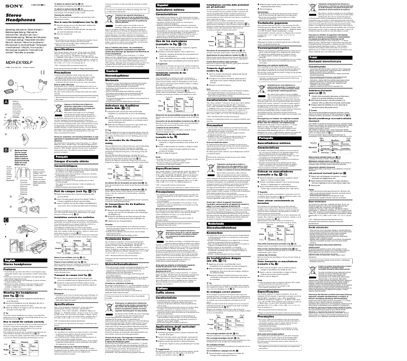 Page 1 de la notice Manuel utilisateur Sony MDR-EX700LP