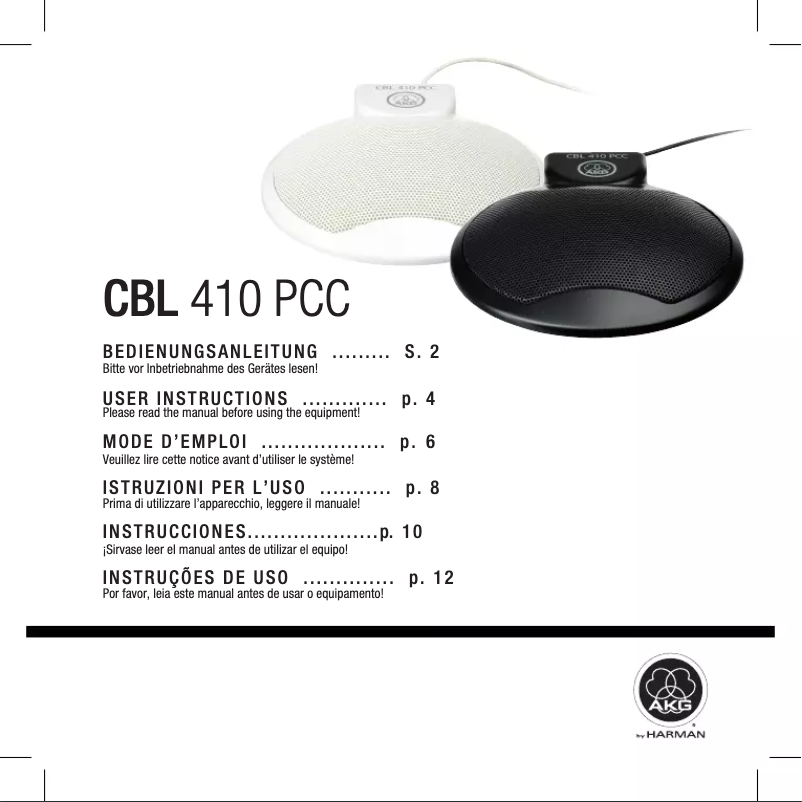 Page n°1 - Manuel utilisateur AKG CBL 410 PCC