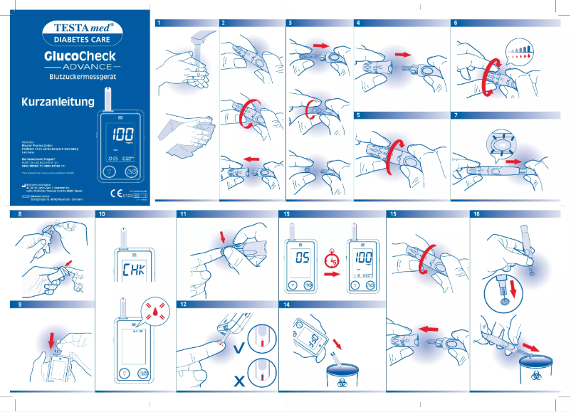 Image de la première page du manuel de l'appareil GlucoCheck Advance