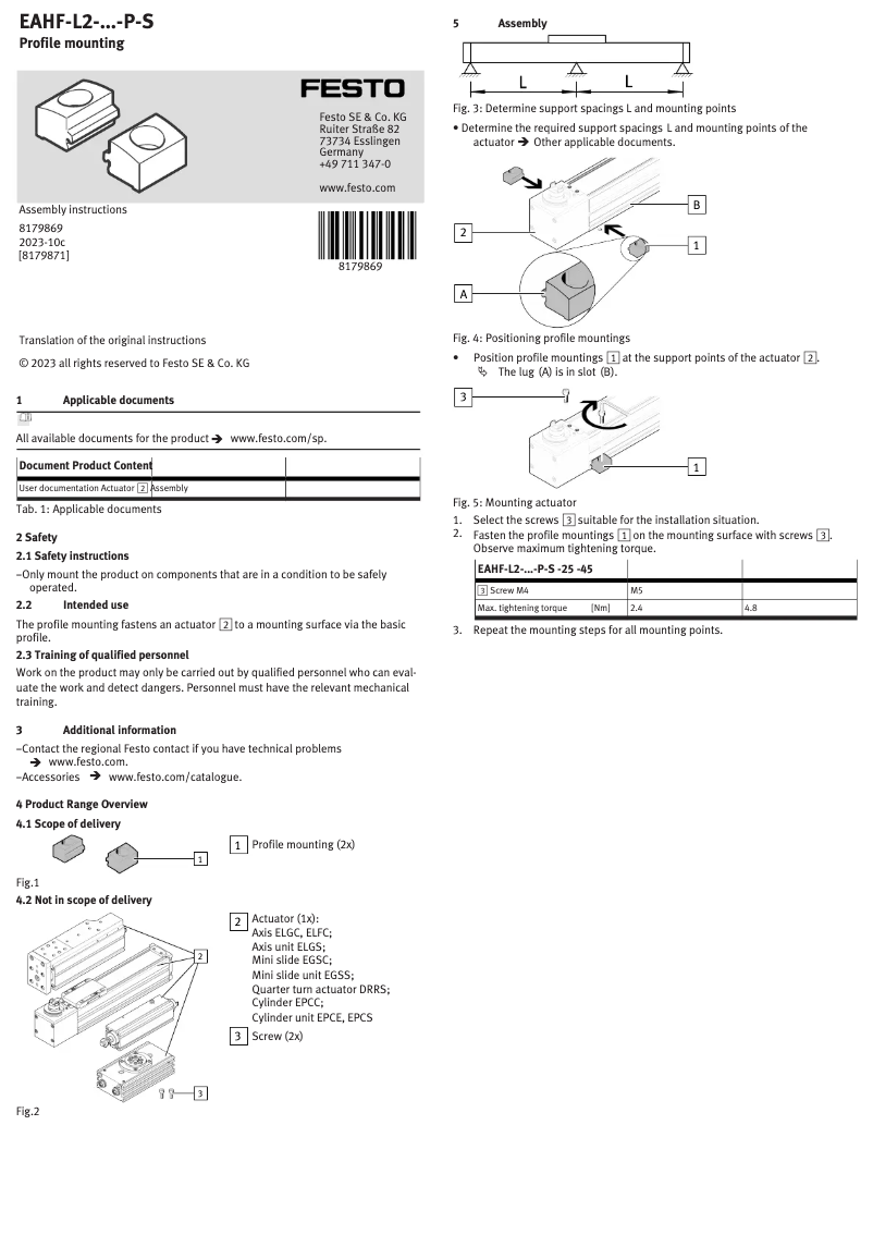 Page n°1 - Manuel utilisateur Festo EAHF-L2-25-P-S