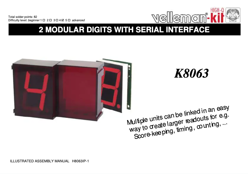 Page 1 de la notice Manuel utilisateur Velleman K8063