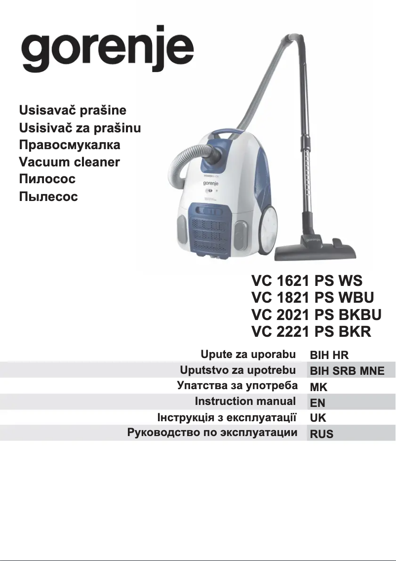 Page n°1 - Manuel utilisateur Gorenje VC2021PSBKBU