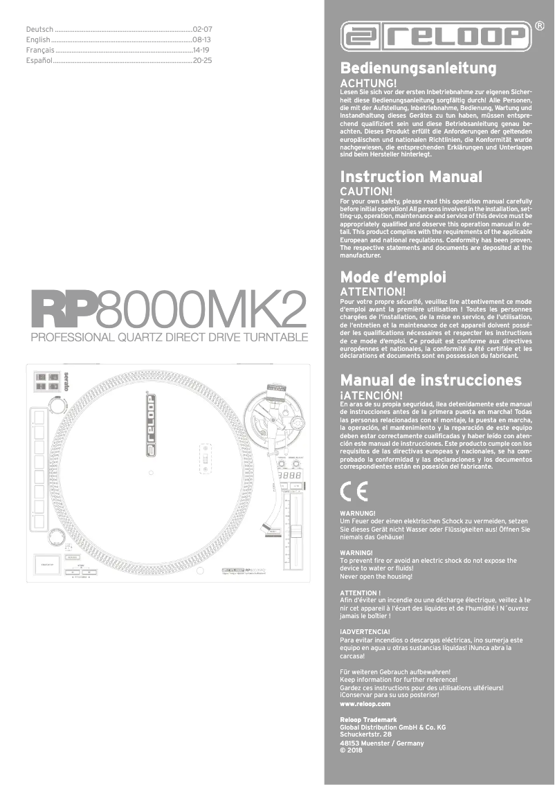 Page n°1 - Manuel utilisateur Reloop RP-8000 MK2