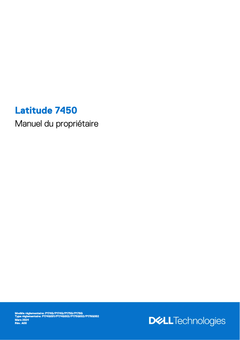 Page 1 de la notice Manuel utilisateur Dell Latitude 7450