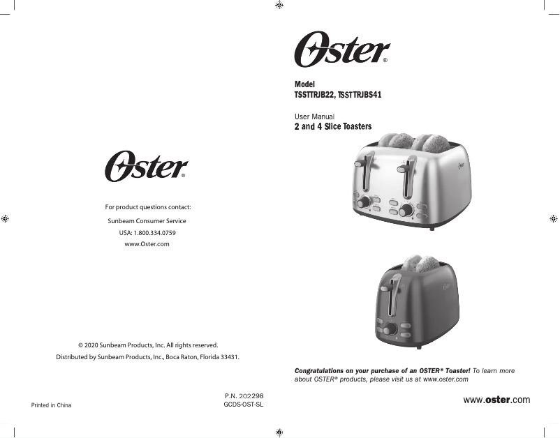 Page 1 de la notice Manuel utilisateur Oster TSSTTRJB22