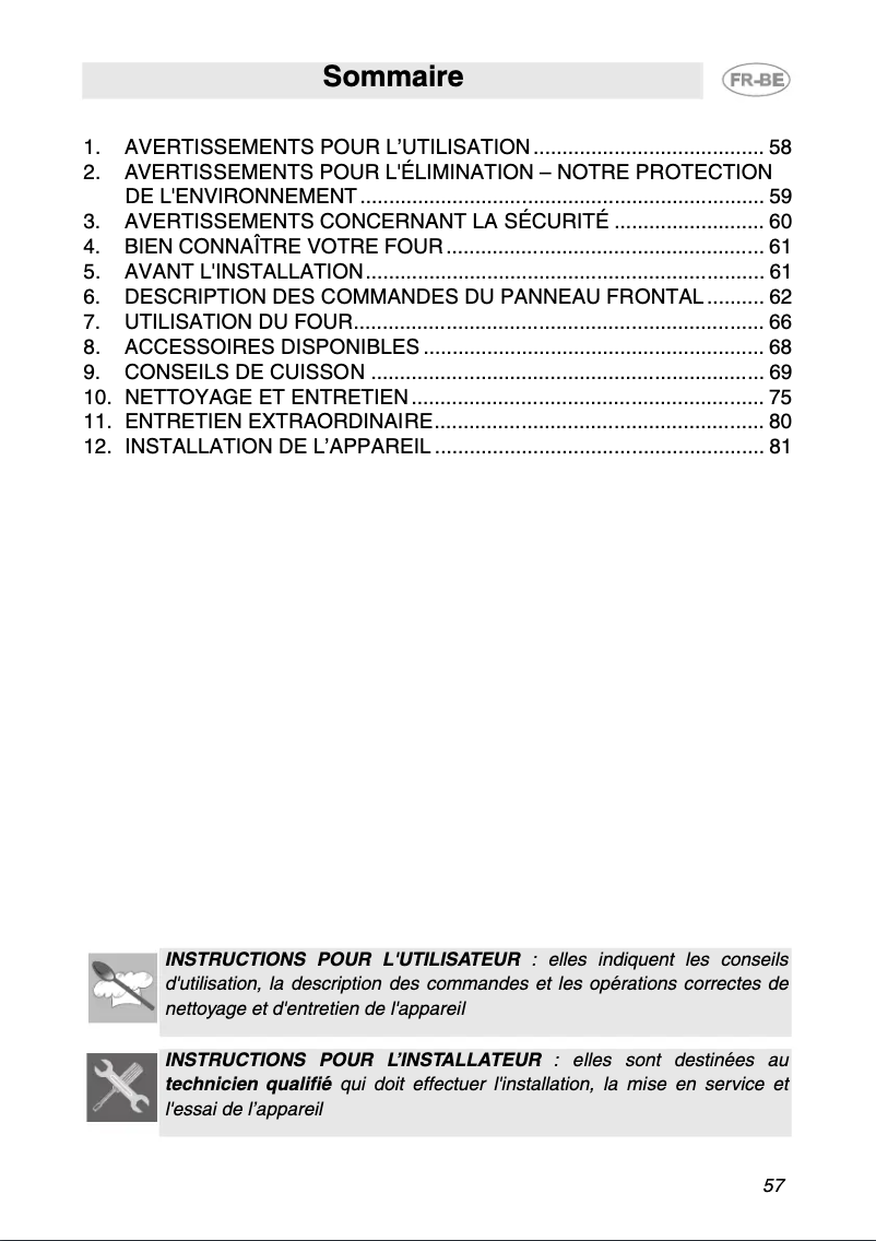 Page n°1 - Manuel utilisateur Smeg SC381XGT