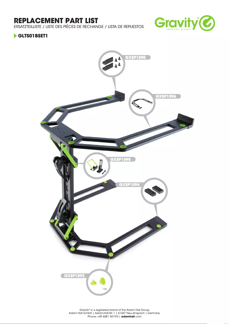 Page 1 de la notice Fiche technique Gravity LTS 01 B SET 1