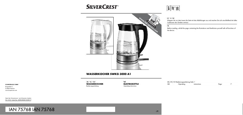 Page n°1 - Manuel utilisateur SilverCrest SWKG 3000 A1