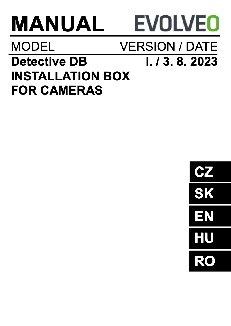 Image de la première page du manuel de l'appareil Detective DB Instalation box