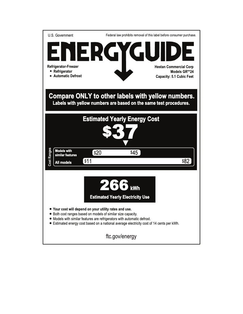 Page n°1 - Label énergétique Hestan GRGR24-PP