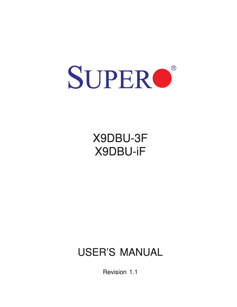 Page 1 de la notice Manuel utilisateur Supermicro X9DBU-3F