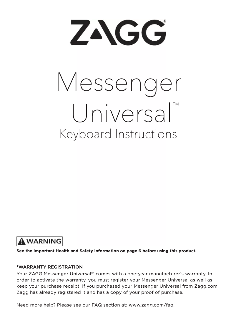 Image de la première page du manuel de l'appareil ZGUNM2-BKF