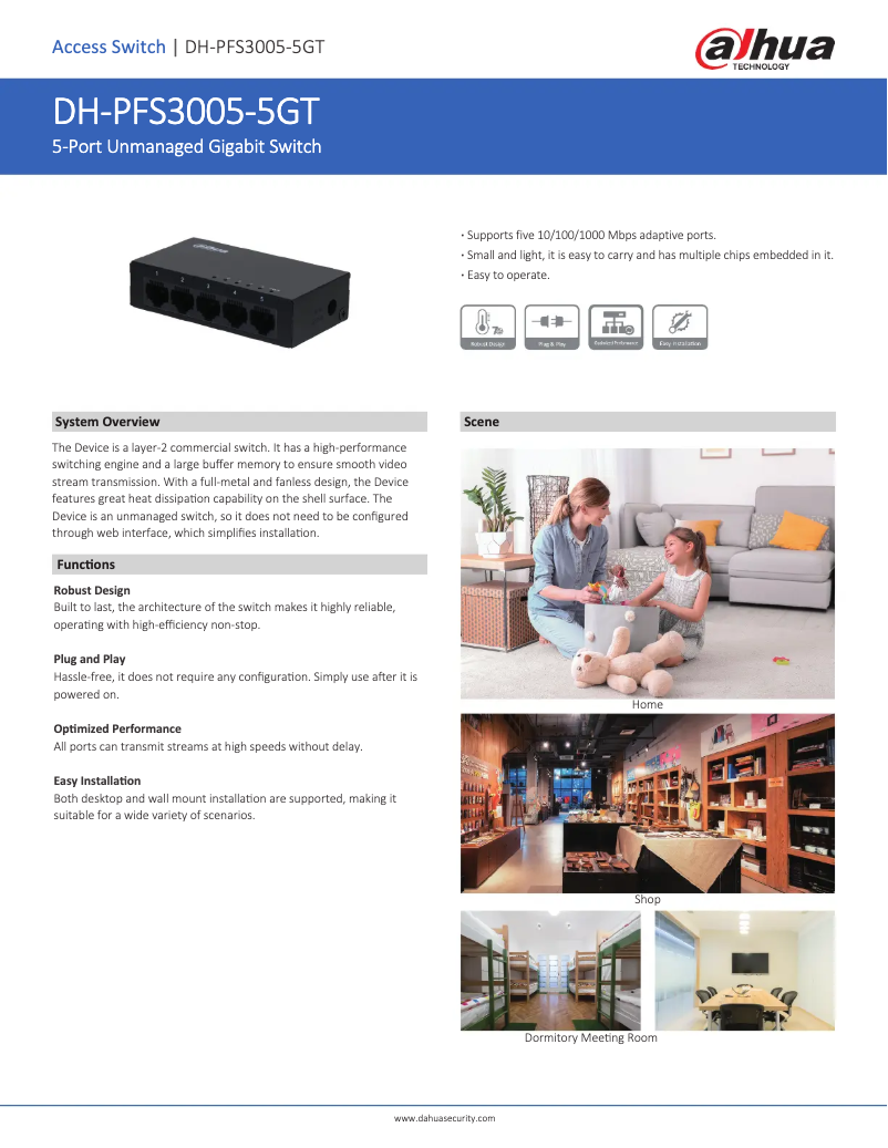 Página 1 del manual Ficha técnica Dahua Technology PFS3005-5GT
