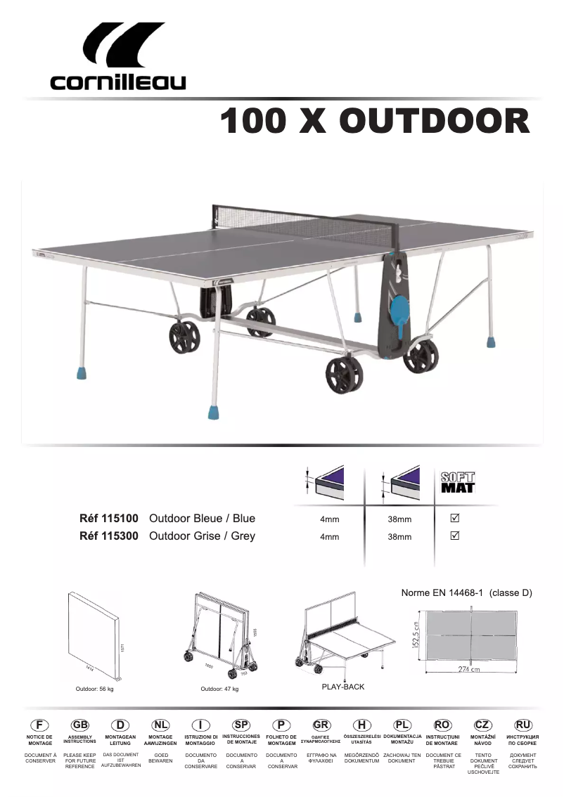 Page 1 de la notice Manuel utilisateur Cornilleau 100 X Outdoor