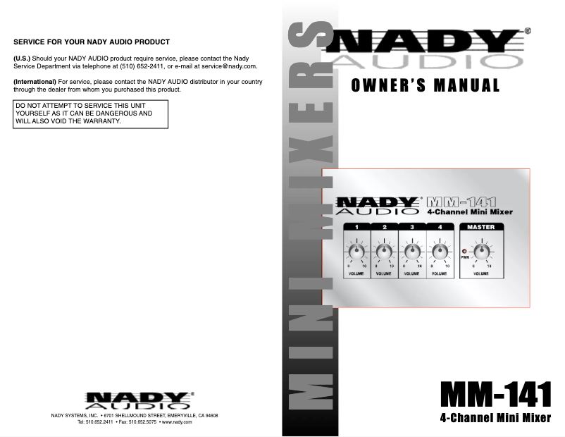Page n°1 - Manuel utilisateur Nady Systems MM-141