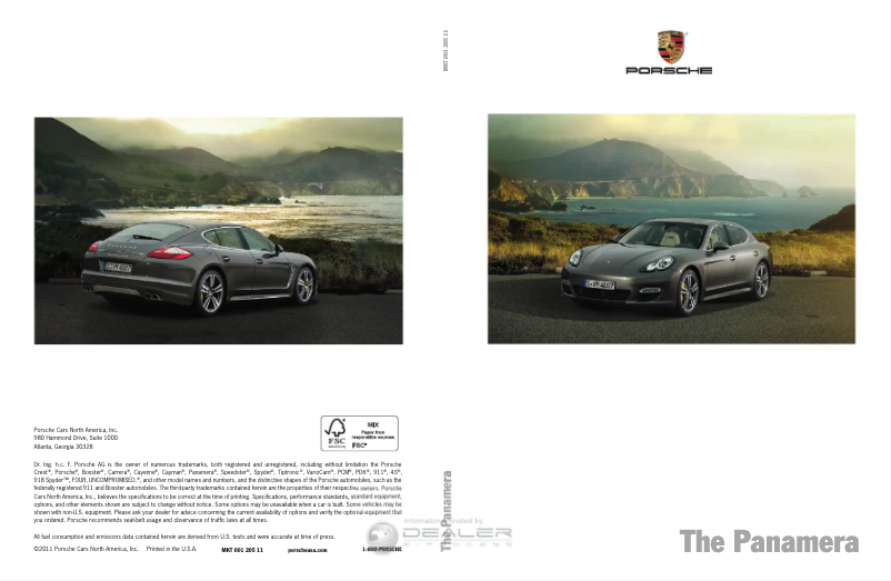 Imagen de la primera página del manual del dispositivo Panamera (2013)
